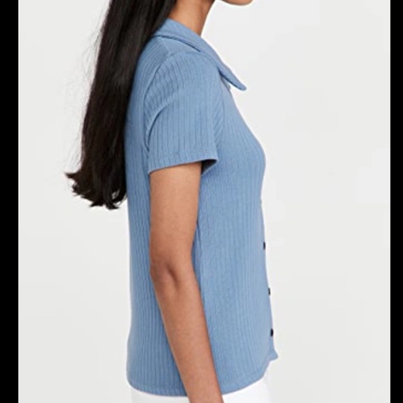 Madewell Blue Ribbed Button-Up Top - Picture 6 of 6